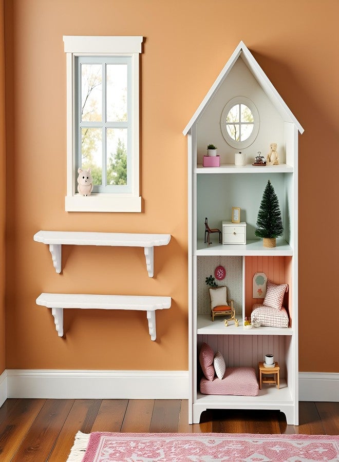 BWESOO 2Pcs White Dollhouse Wall Shelf, 1:12 Scale Miniature Storage Shelf for Kitchen Scene Decor Accessories - Image 2